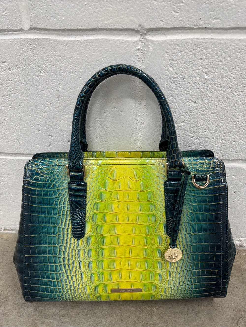 Green Ombre Croc-Embossed Tote Bag